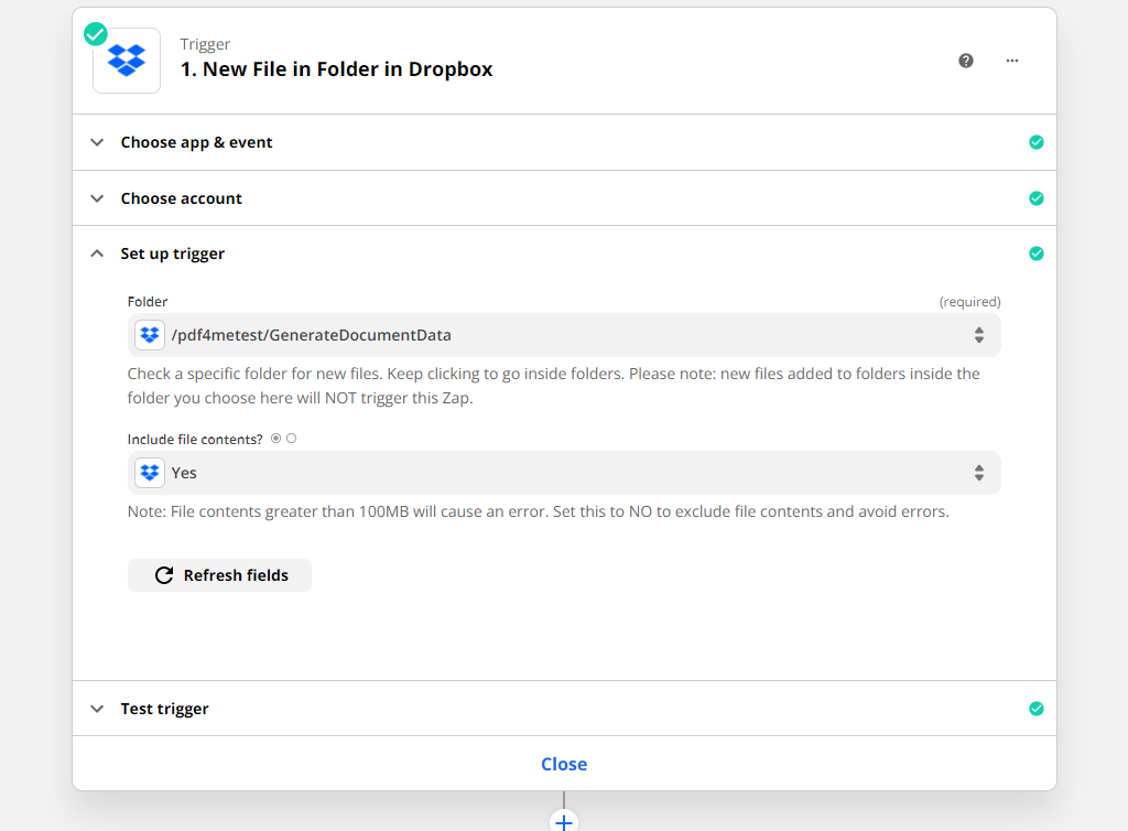Trigger for mail merge Zap in Zapier