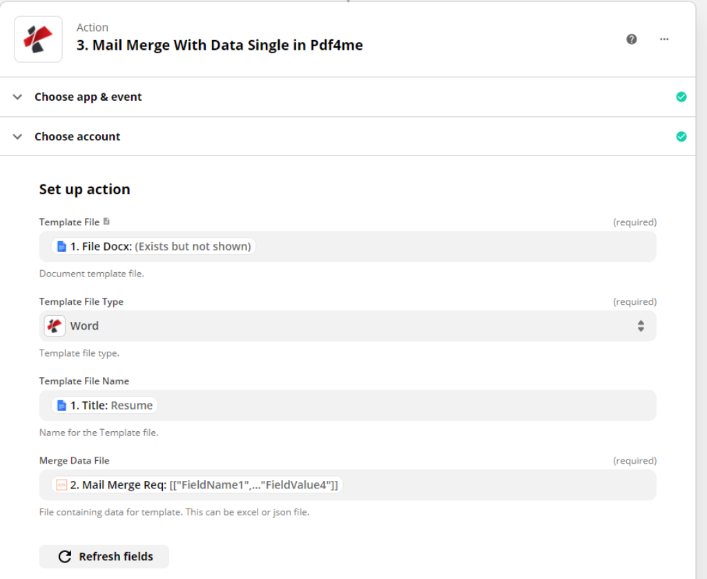 Code by zapier for merge fields