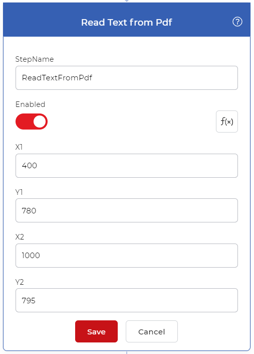 Read text from a specified location in PDF