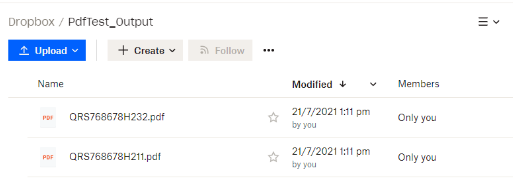 Files created in Dropbox