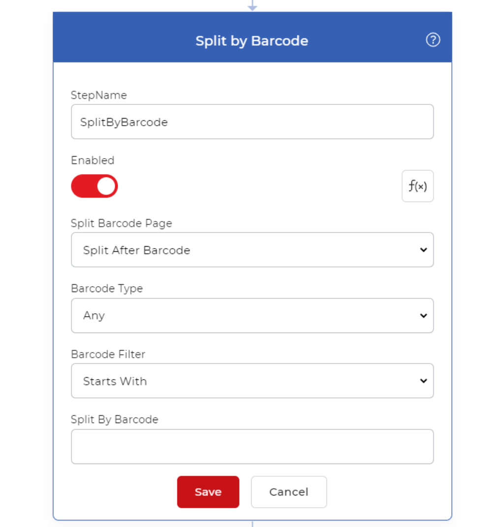 Split by barcode action in PDF4me Workflows