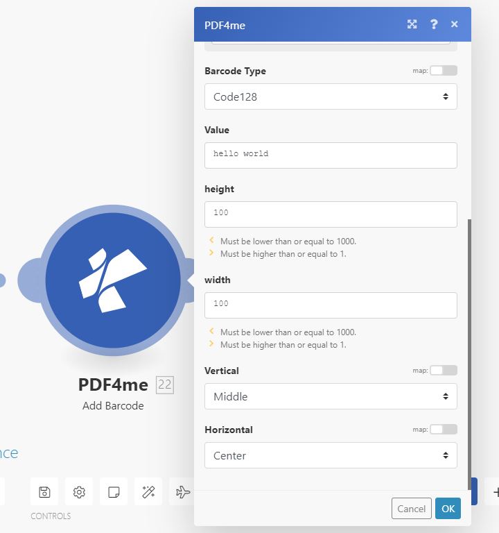 add barcode to pdf using pdf4me