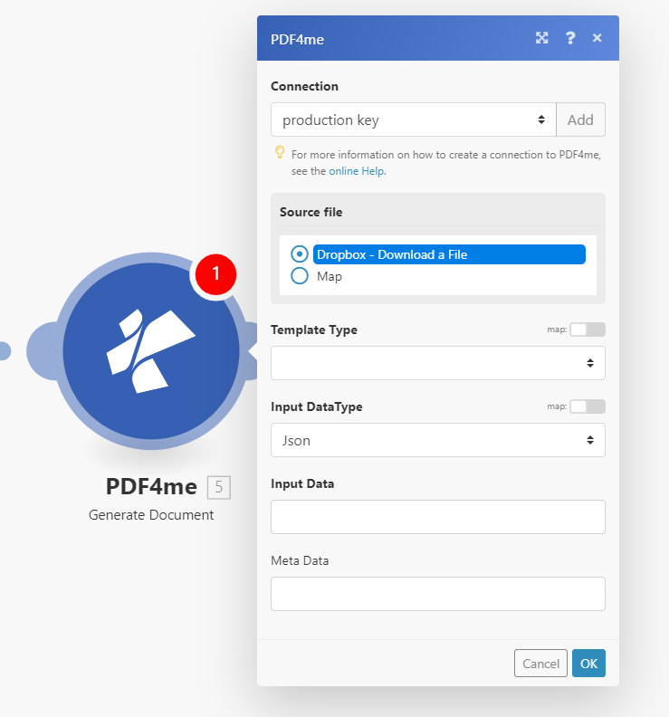 generate document using Pdf4me
