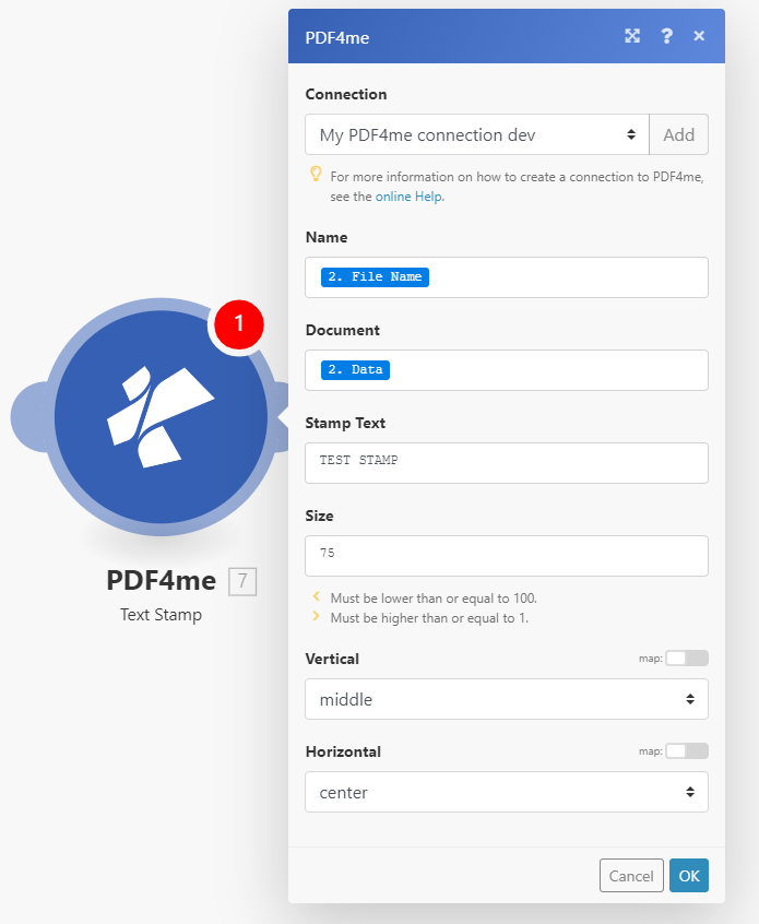 Add text watermarks to PDF using PDF4me and Make