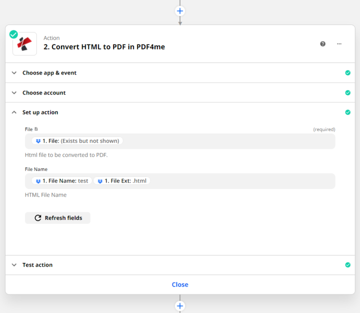 Convert HTML to PDF in Zapier